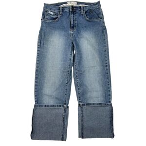 Baby Phat High Waisted Cuffed Cropped Jeans Light Wash Embroidered Womens  size1